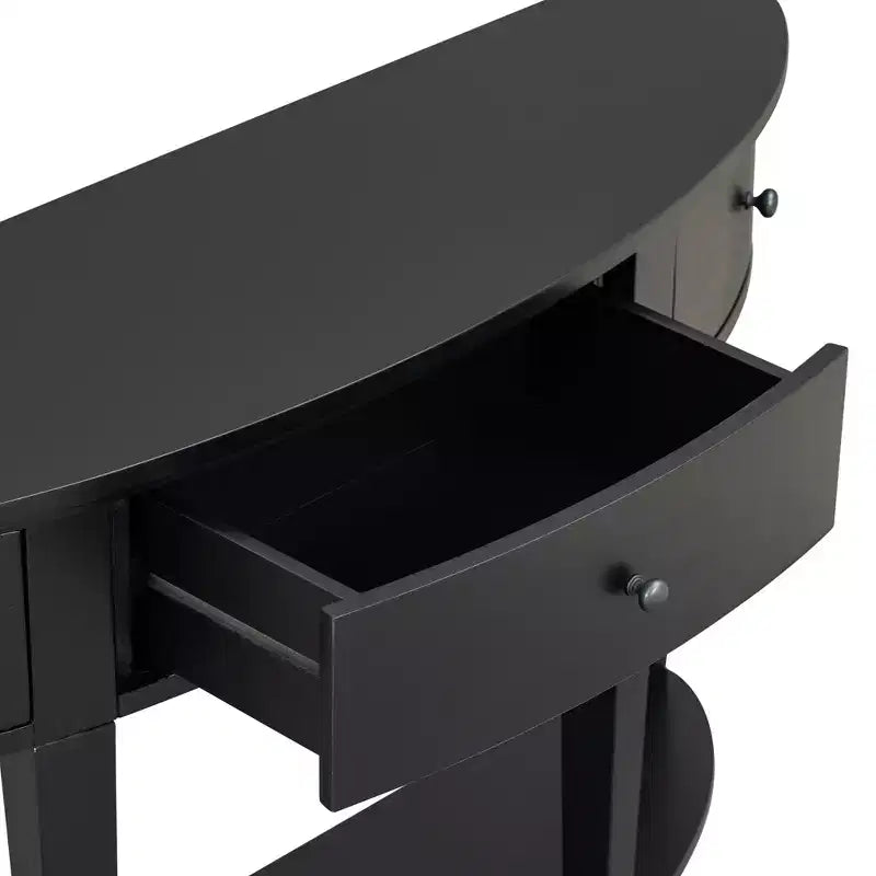 Consolle Curva Moderna con 3 Cassetti e Ripiano Inferiore