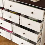 Cassettiera orizzontale a 12 cassetti con piano color rovere