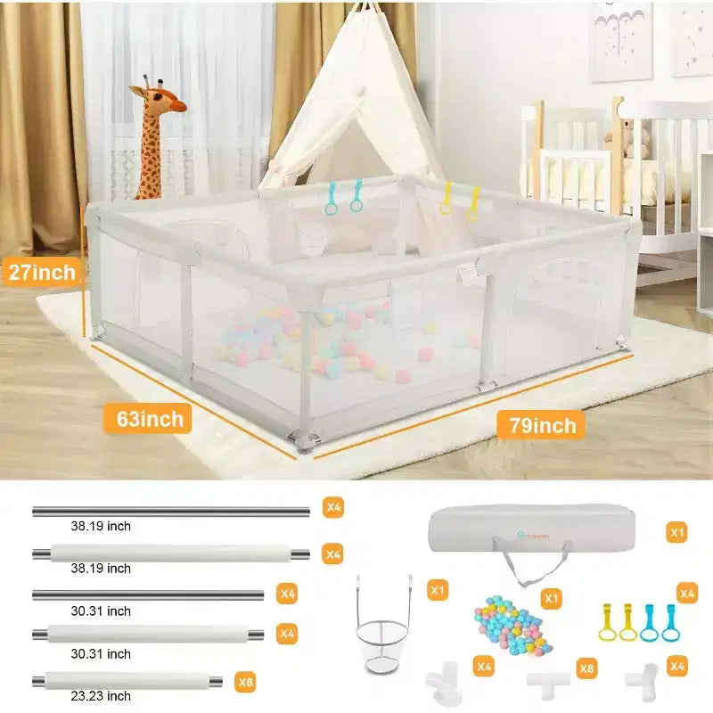 Box per bambini 79x63 a 4 pannelli – Box portatile e pieghevole