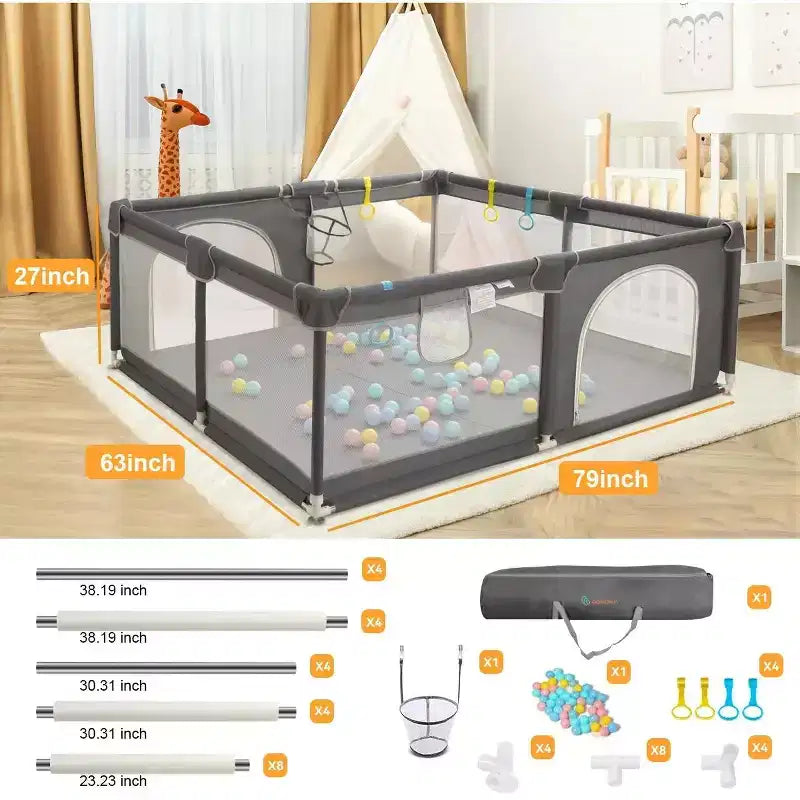 Box per bambini 79x63 a 4 pannelli – Box portatile e pieghevole