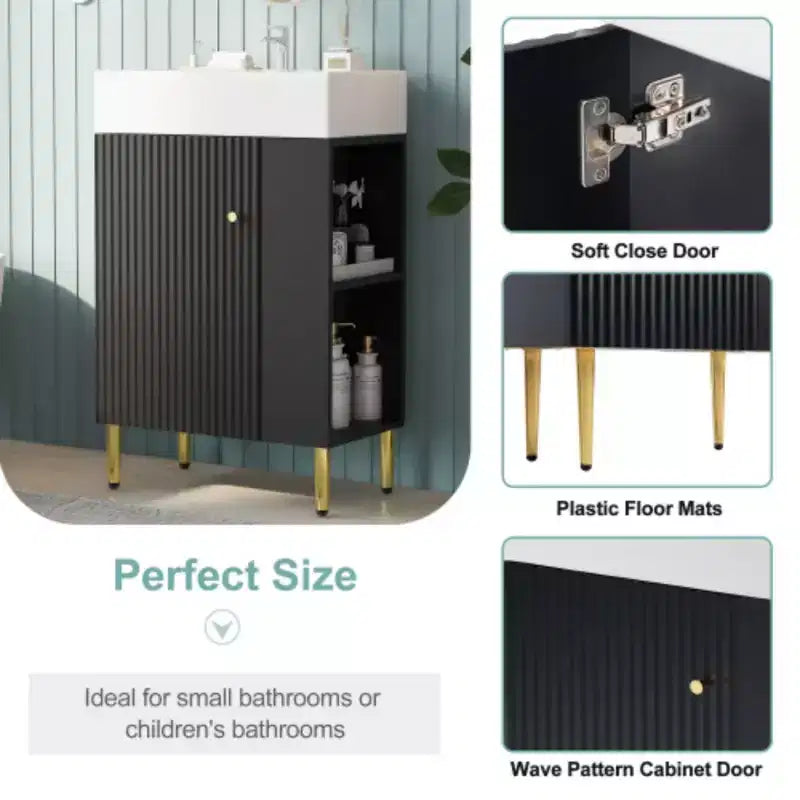 Mobile bagno da 55 cm con lavabo in ceramica e mobiletto contenitore