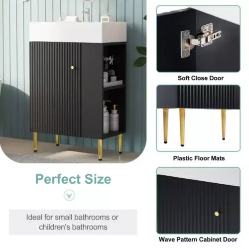 Mobile bagno da 55 cm con lavabo in ceramica e mobiletto contenitore