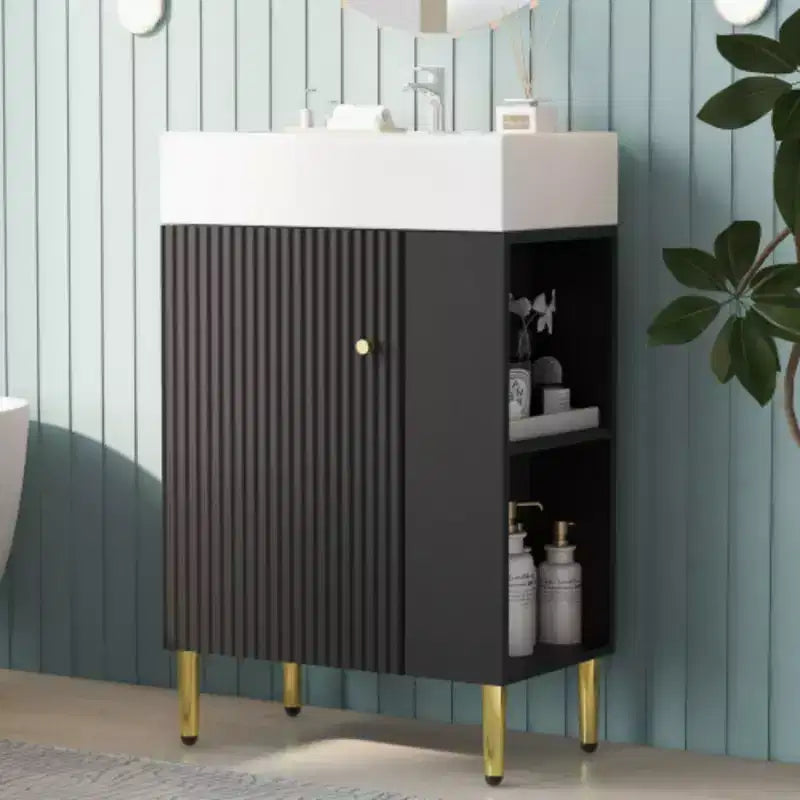Mobile bagno da 55 cm con lavabo in ceramica e mobiletto contenitore