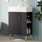 Mobile bagno da 55 cm con lavabo in ceramica e mobiletto contenitore