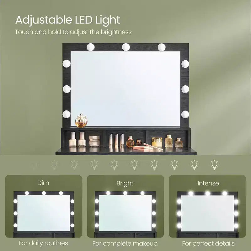 Toeletta con Specchio Illuminato e Contenitore