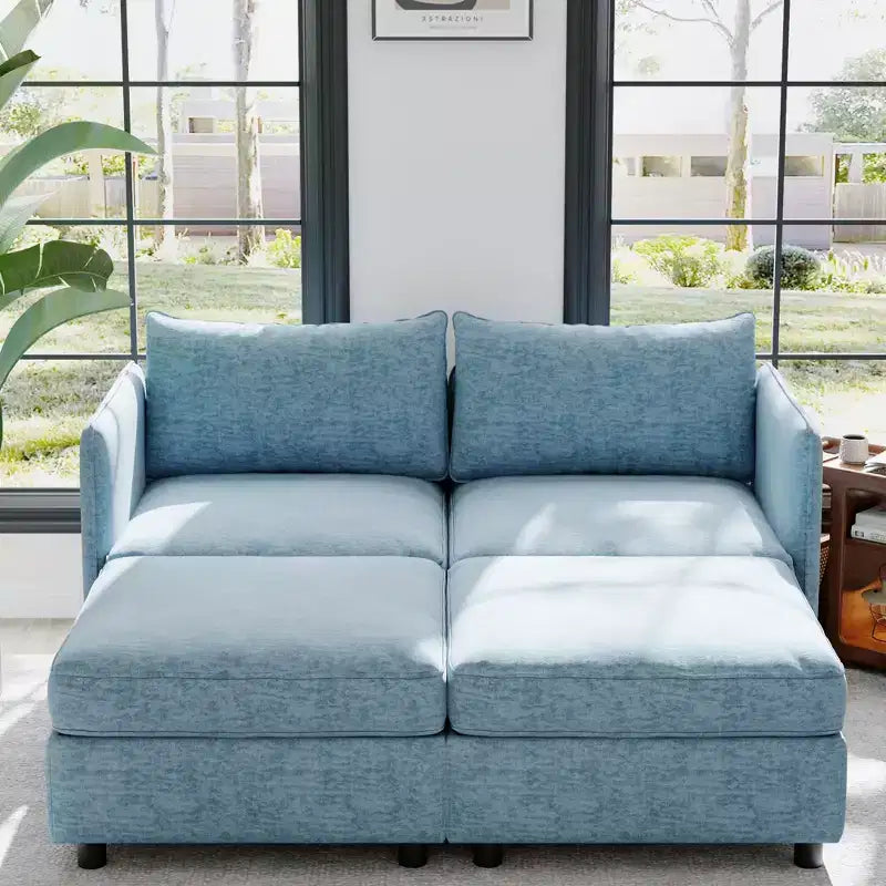 Divanetto modulare con due pouf contenitore