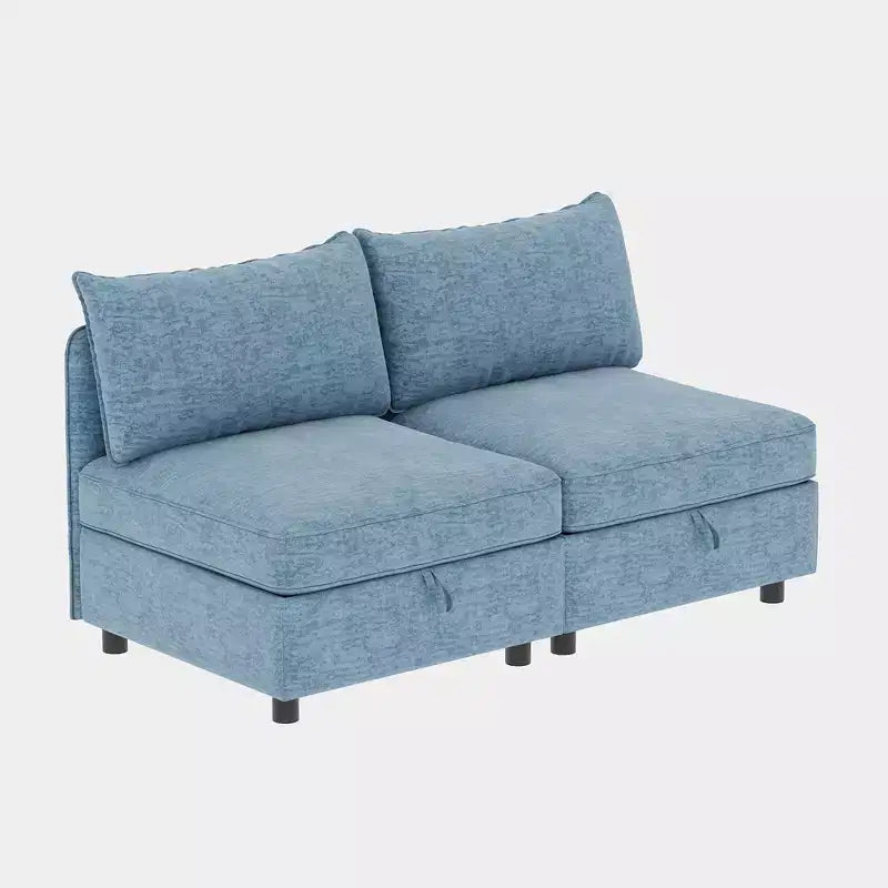 Divanetto modulare con due pouf contenitore