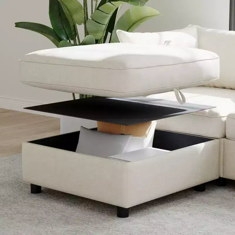 Divanetto modulare con due pouf contenitore