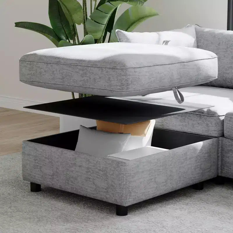 Divanetto modulare con due pouf contenitore