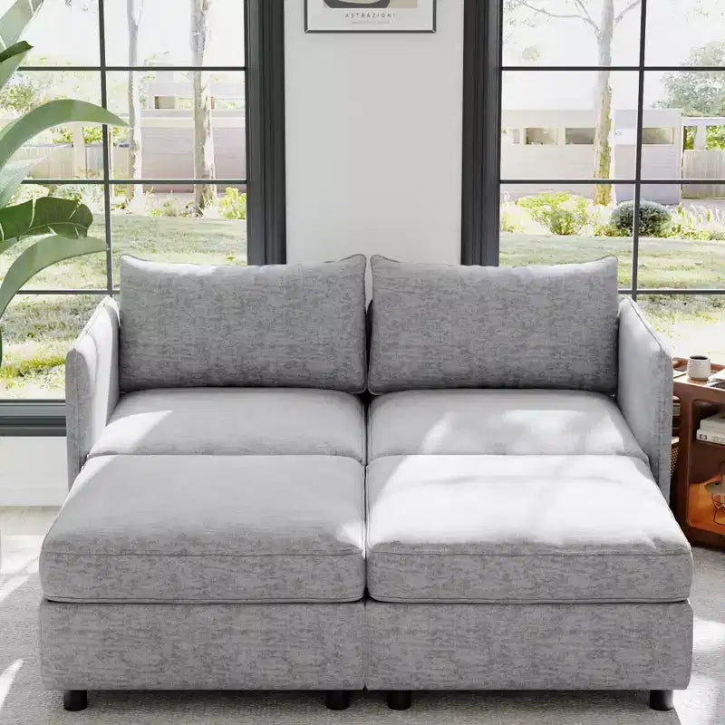 Divanetto modulare con due pouf contenitore
