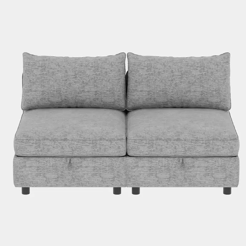 Divanetto modulare con due pouf contenitore