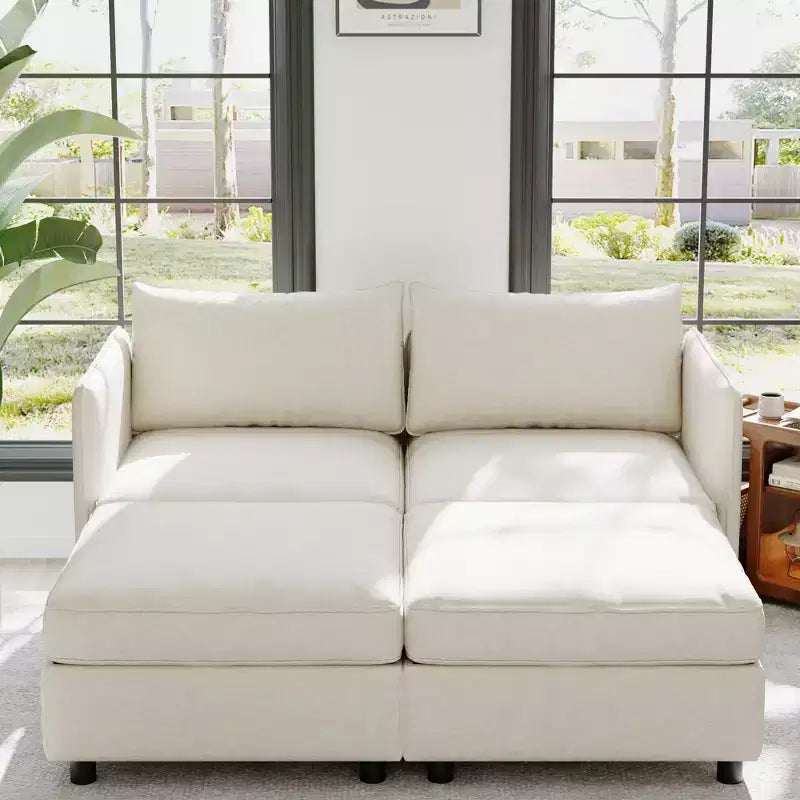 Divanetto modulare con due pouf contenitore