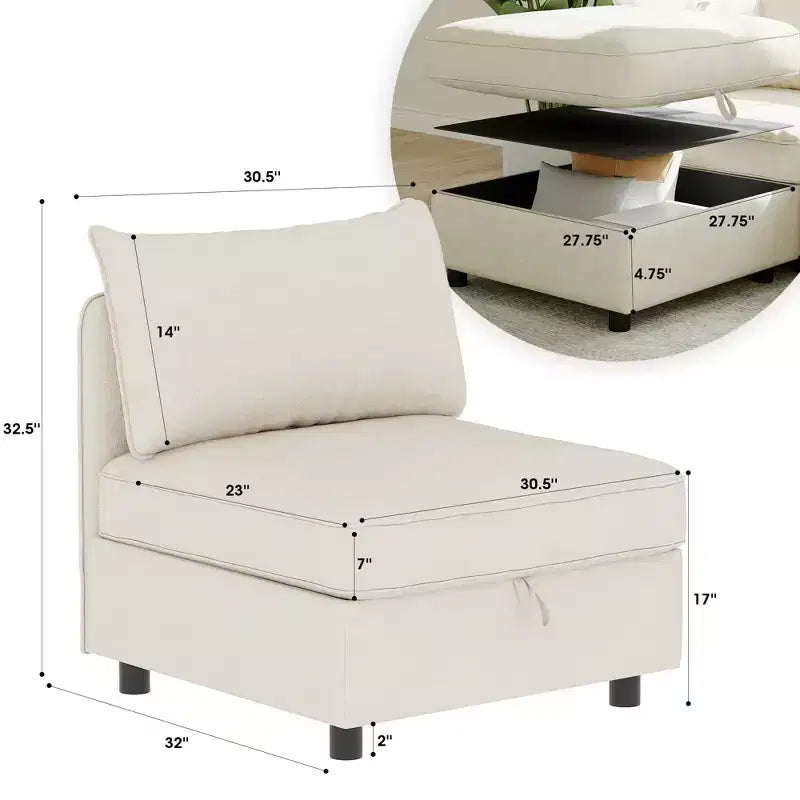 Divanetto modulare con due pouf contenitore