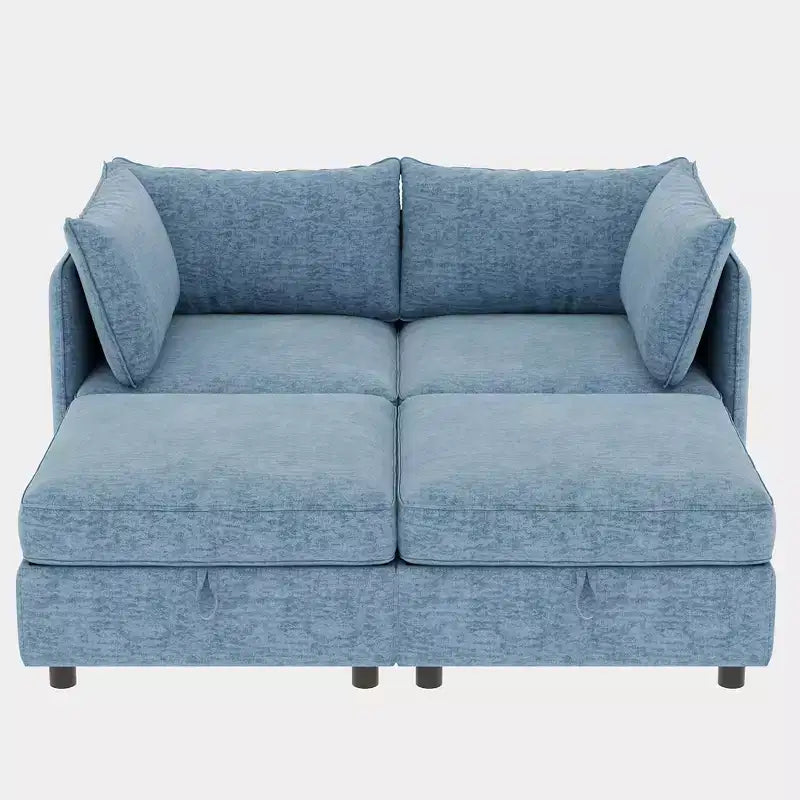 Divanetto modulare con due pouf contenitore