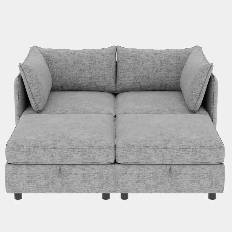 Divanetto modulare con due pouf contenitore