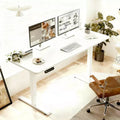 Scrivania Regolabile in Altezza con Piano in Legno Bianco – 140 x 60 cm