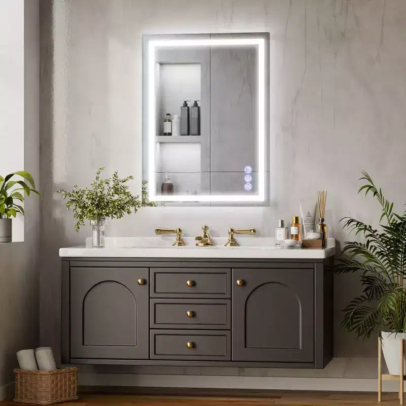 Specchio da bagno LED anti-appannamento con doppia illuminazione frontale e retroilluminazione