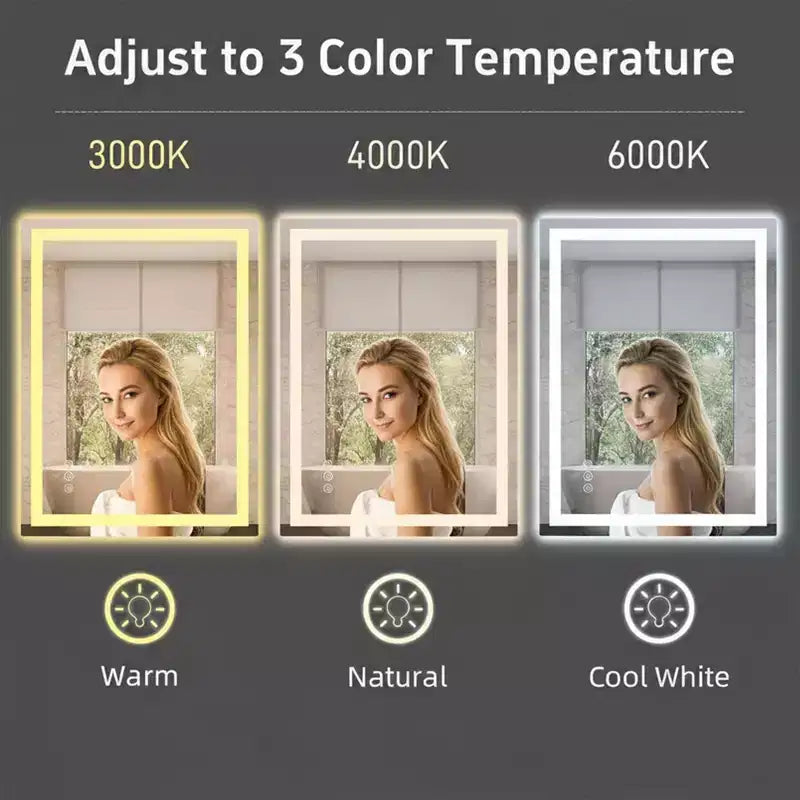 Specchio da bagno LED anti-appannamento con doppia illuminazione frontale e retroilluminazione
