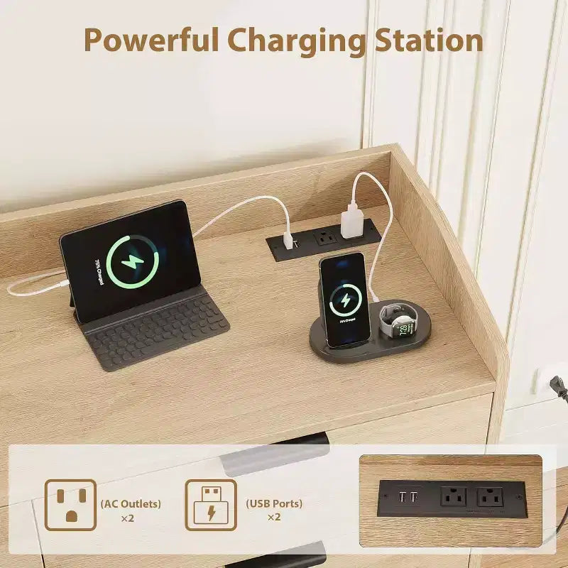 Cassettiera a 6 cassetti con prese elettriche – Cassettiera contenitore larga 120 cm