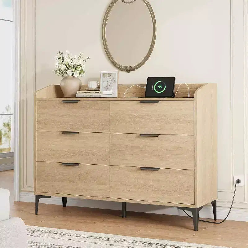 Cassettiera a 6 cassetti con prese elettriche – Cassettiera contenitore larga 120 cm