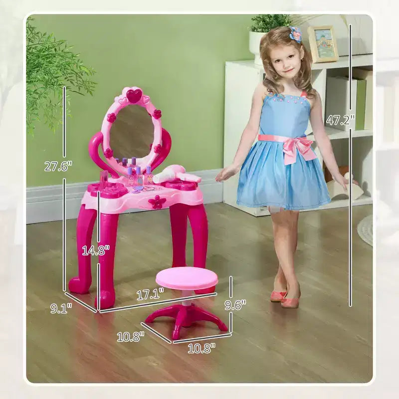 Toeletta per bambini con specchio interattivo e accessori