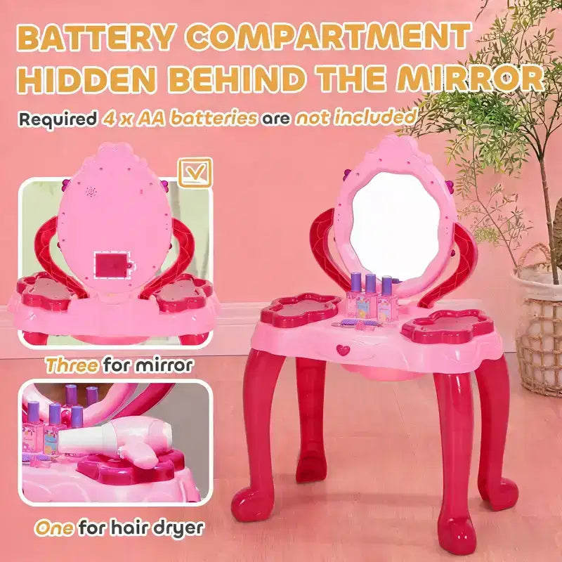 Toeletta per bambini con specchio interattivo e accessori