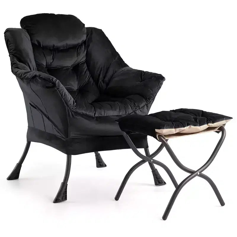 Poltrona singola con pouf e tasca laterale