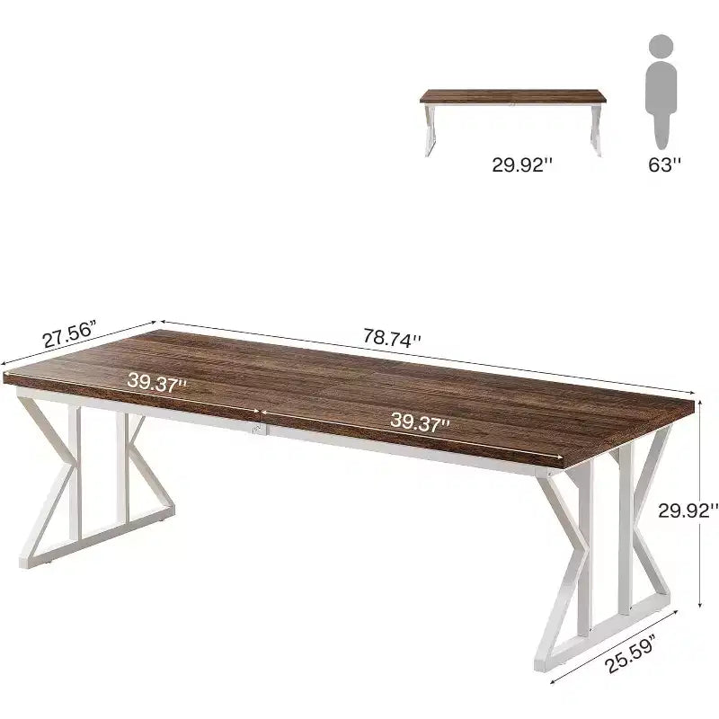 Scrivania direzionale industriale da 78 pollici con gambe in metallo