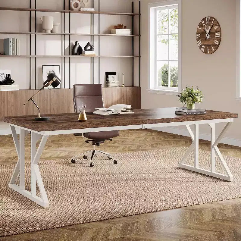 Scrivania direzionale industriale da 78 pollici con gambe in metallo
