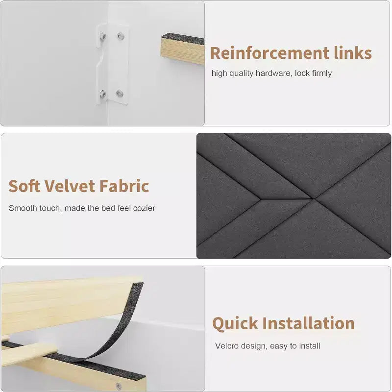 Moderno Telaio Letto Imbottito Capitonnè – Letto a Piattaforma Bianco con Testiera