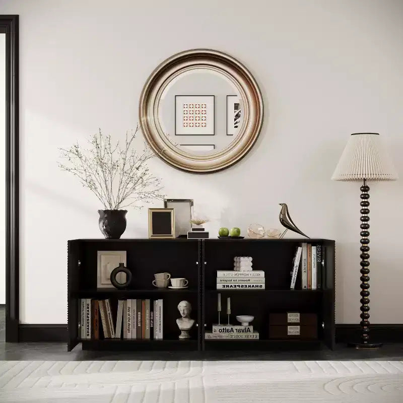 Madia da 150 cm in stile Mid-Century con ripiani regolabili e motivo geometrico