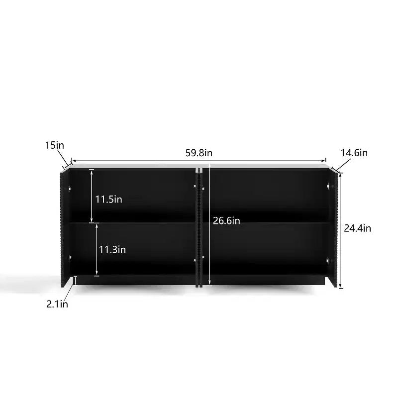 Madia da 150 cm in stile Mid-Century con ripiani regolabili e motivo geometrico