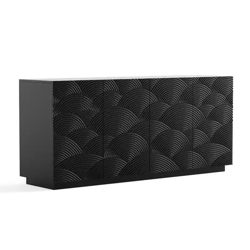 Madia da 150 cm in stile Mid-Century con ripiani regolabili e motivo geometrico