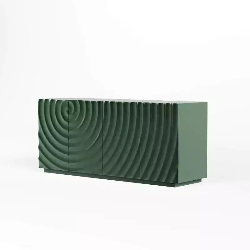 Madia/Credenza moderna di metà secolo da 60" con ripiani regolabili e ante geometriche