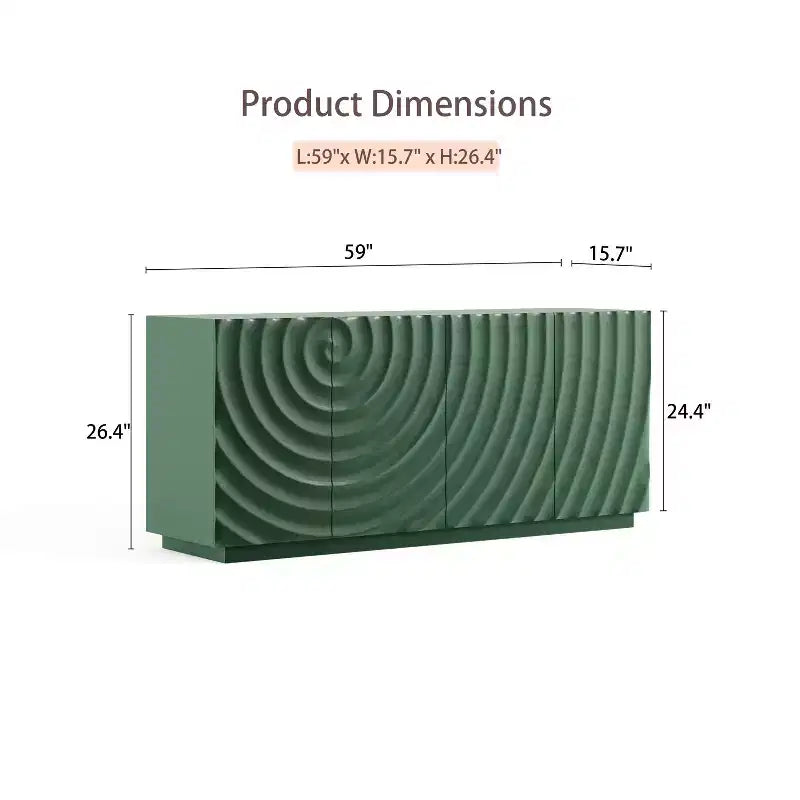 Madia/Credenza moderna di metà secolo da 60" con ripiani regolabili e ante geometriche