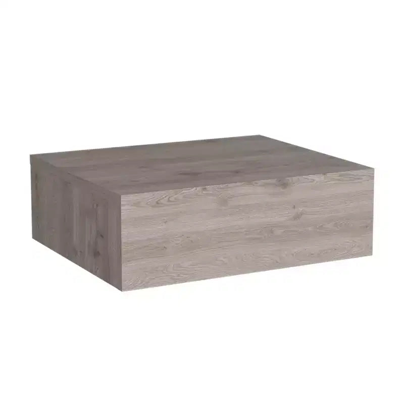 Comodino sospeso in legno grigio con cassetto