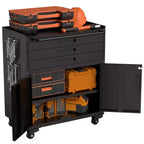 Armadietto portautensili mobile in metallo resistente da 34 pollici – Organizzatore da garage a 3 cassetti con ruote bloccabili, nero