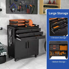 Armadietto portautensili mobile in metallo resistente da 34 pollici – Organizzatore da garage a 3 cassetti con ruote bloccabili, nero