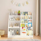 Libreria per bambini a 4 ripiani con contenitore portagiochi