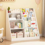 Libreria per bambini a 4 ripiani con contenitore portagiochi