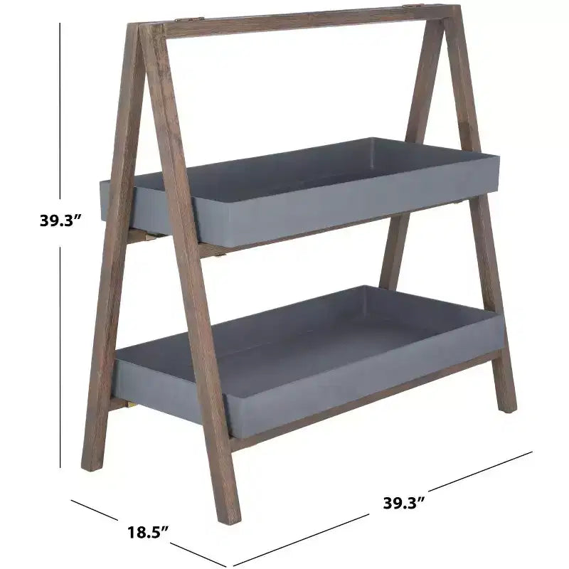 Libreria a 2 ripiani in legno di acacia – Per interni/esterni