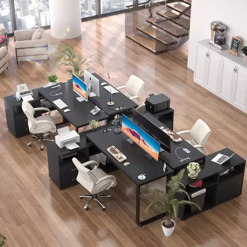 Scrivania angolare per computer da 62" con cassetto portadocumenti e mensole