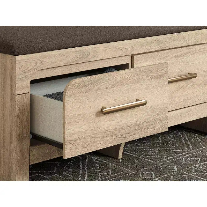 Panca portaoggetti da camera da letto con sedile imbottito e 2 cassetti