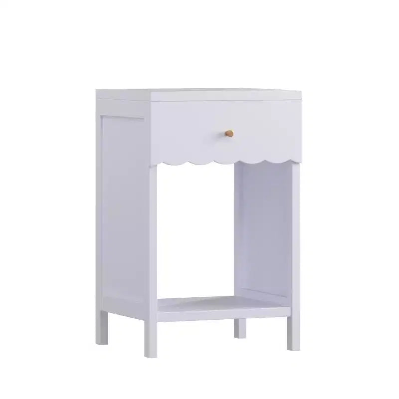 Comodino con Bordo Festonato, Cassetto e Ripiano Aperto – Lilla