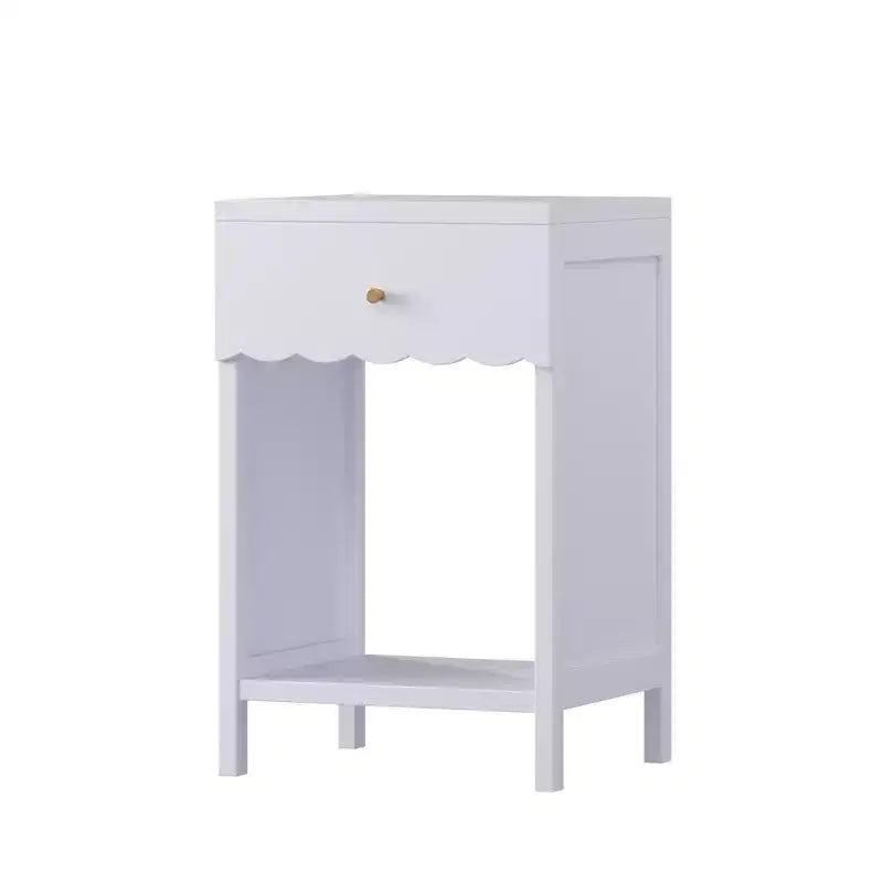 Comodino con Bordo Festonato, Cassetto e Ripiano Aperto – Lilla