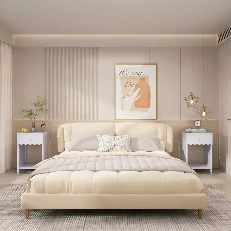 Comodino con Bordo Festonato, Cassetto e Ripiano Aperto – Lilla