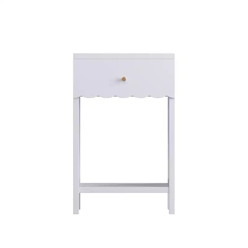 Comodino con Bordo Festonato, Cassetto e Ripiano Aperto – Lilla