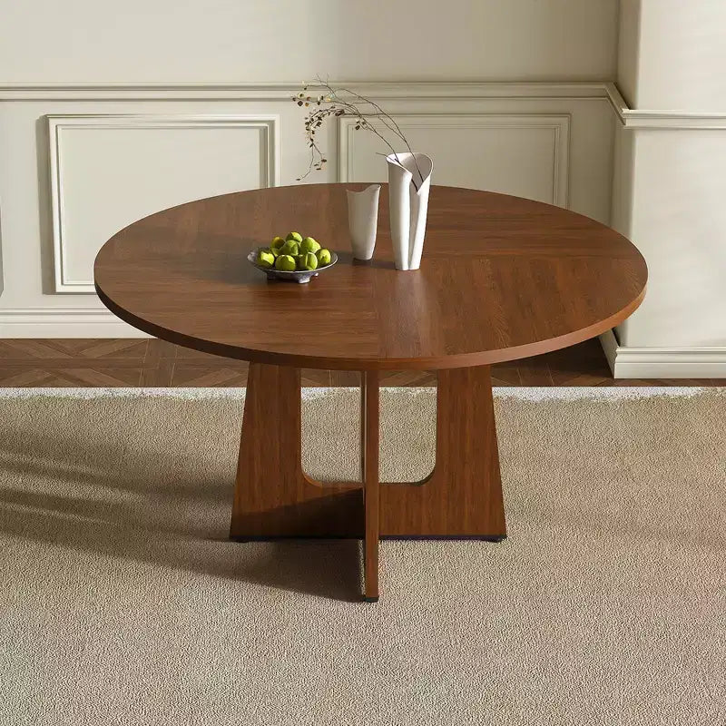 Tavolo da pranzo rotondo da 119 cm – Posti a sedere da 4 a 6, finitura effetto legno