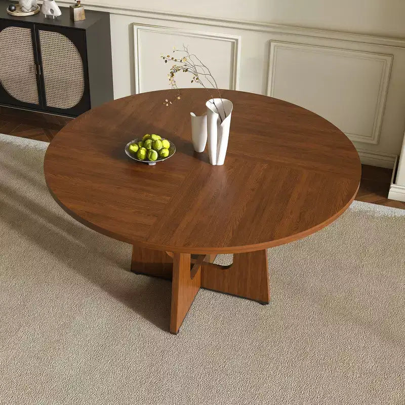 Tavolo da pranzo rotondo da 119 cm – Posti a sedere da 4 a 6, finitura effetto legno