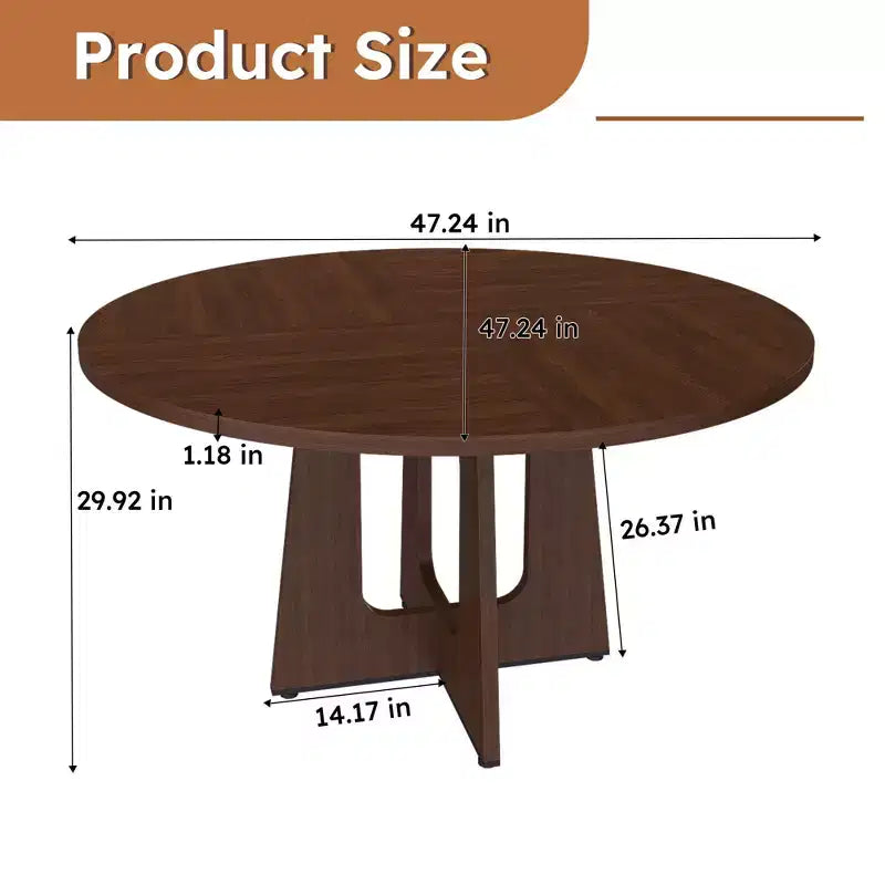 Tavolo da pranzo rotondo da 119 cm – Posti a sedere da 4 a 6, finitura effetto legno
